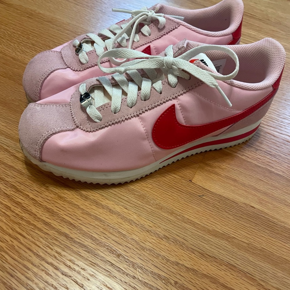 Nike Women's Pink and Red Classic Cortez